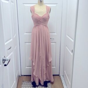 Eliza J Tucked Bodice Handkerchief Chiffon Gown